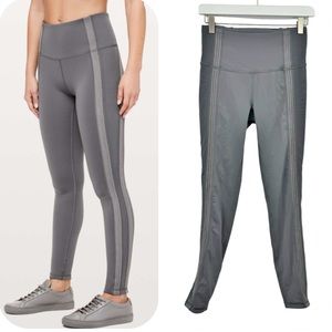Lululemon Mesh Power Lines Leggings Titanium Dark Chrome Size 6
